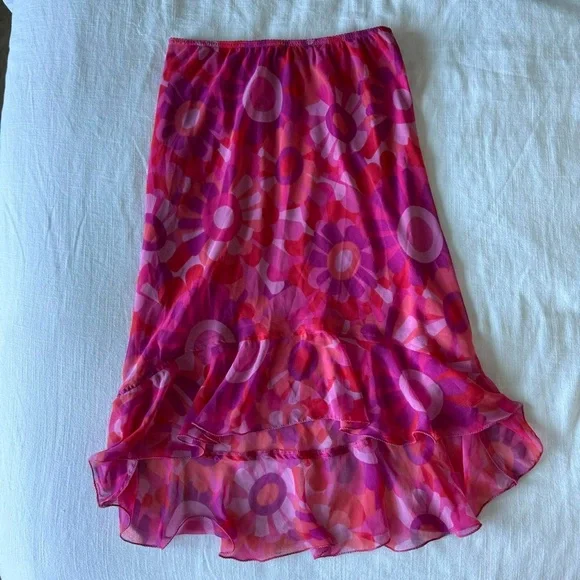 Vintage pink floral midi skirt - Picture 5 of 7